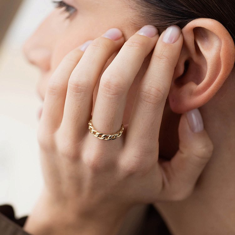 Каблучка "Ланцюжок" у жовтому золоті к07190 від ювелірного магазину Онікс - 15