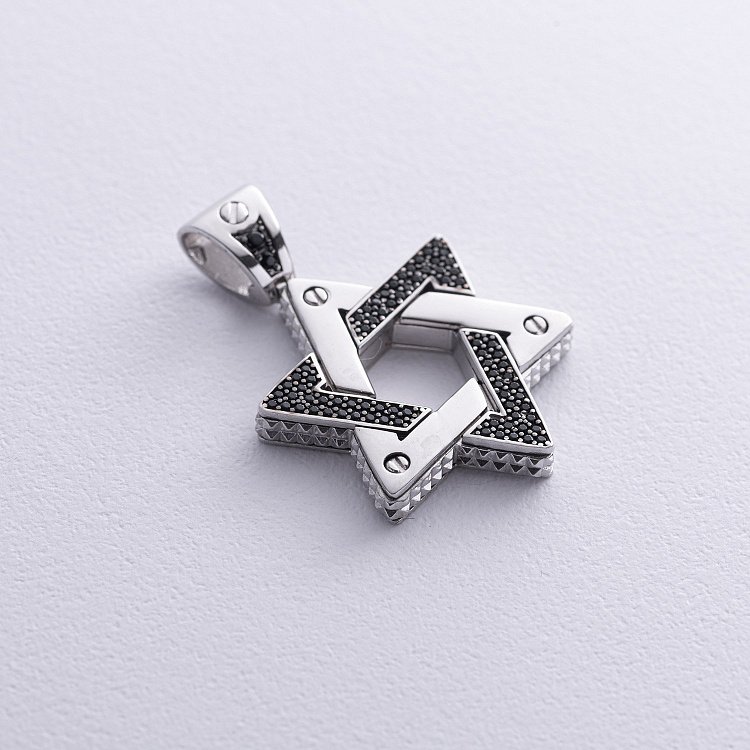 Кулон "Звезда Давида. Символ CHAI" в серебре (фианиты) 1118с от ювелирного магазина Оникс - 5