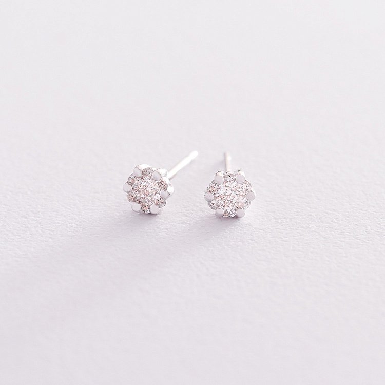 Золотые серьги-пусеты с бриллиантами сб0227ca от ювелирного магазина Оникс