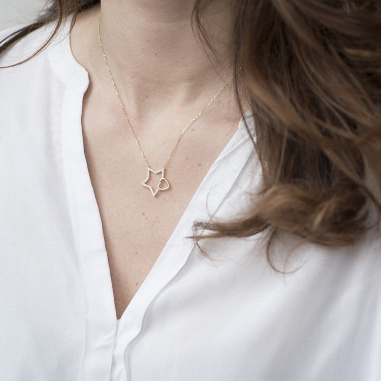 Золоте кольє "Зірка і серце" кол01077 від ювелірного магазину Онікс - 3