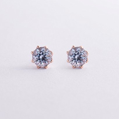 Золоті сережки-пусети з топазом с06308 №3