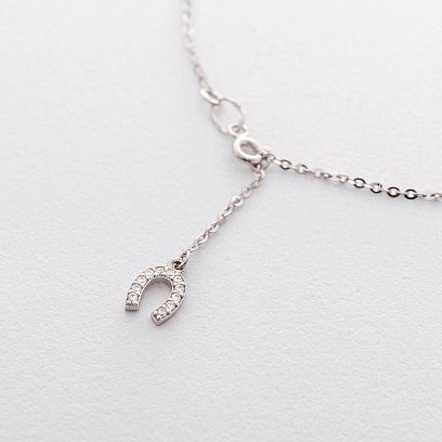 Золотой браслет на ногу "Подкова" (фианит) б03700 №2