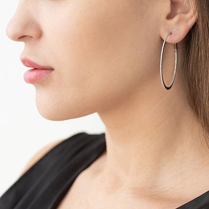 Золоті сережки - кільця з діамантами с690 №4