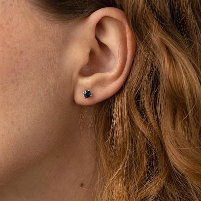 Золоті сережки - пусети з сапфірами сб0389 №2