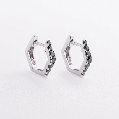 Золоті сережки з чорними діамантами сб0666ca