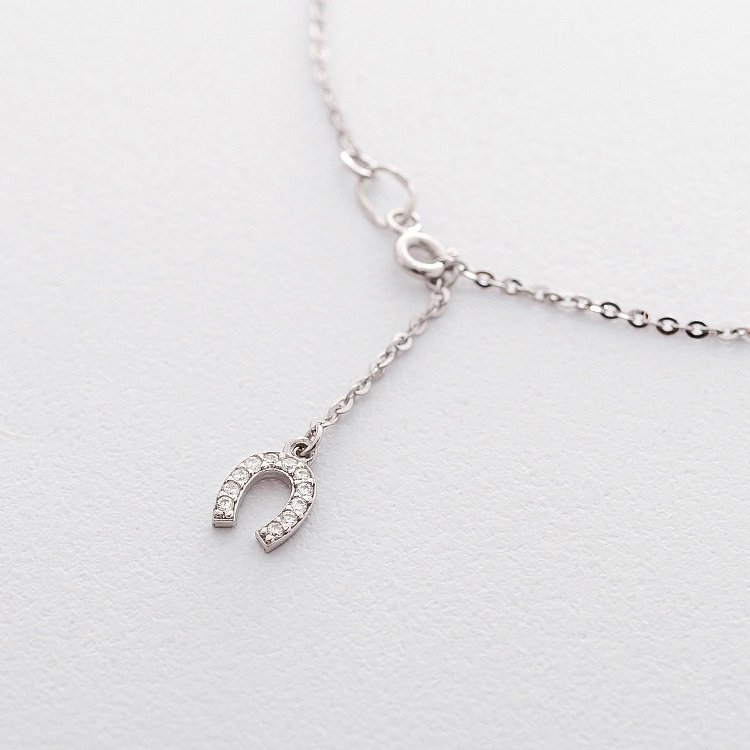 Золотой браслет на ногу "Подкова" (фианит) б03700 от ювелирного магазина Оникс - 1