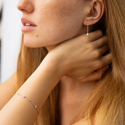 Золотий браслет "Конюшина" з діамантами бб0057lg №2