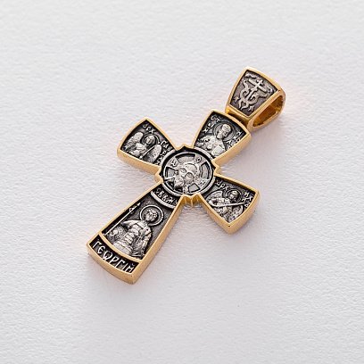 Серебряный православный крестик "Спас Нерукотворный с предстоящими" 132560