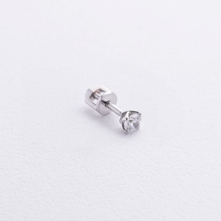 Моносережка з фіанітом (біле золото) с09143 від ювелірного магазину Онікс