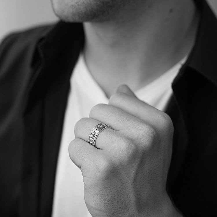 Серебряное кольцо "Вышиванка" (фианиты) 1113 от ювелирного магазина Оникс - 12