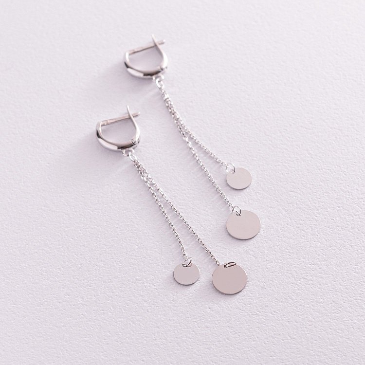 Золотые серьги "Монетки на цепочке" с07668 от ювелирного магазина Оникс