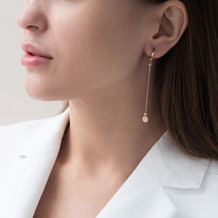 Золотые серьги Монетки на цепочке с07209 от ювелирного магазина Оникс - 2