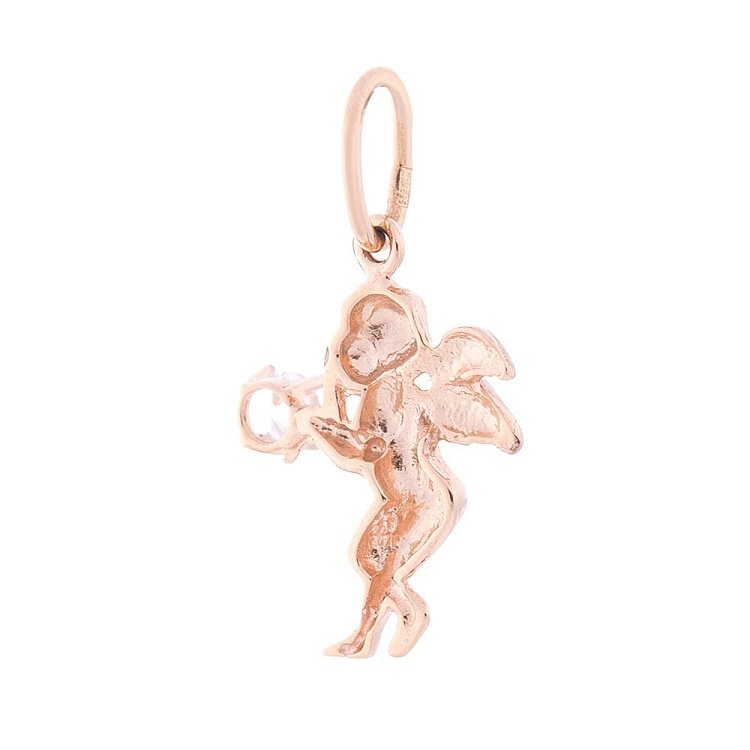 Золотой кулон с ангелом (фианит) п02957 от ювелирного магазина Оникс - 1