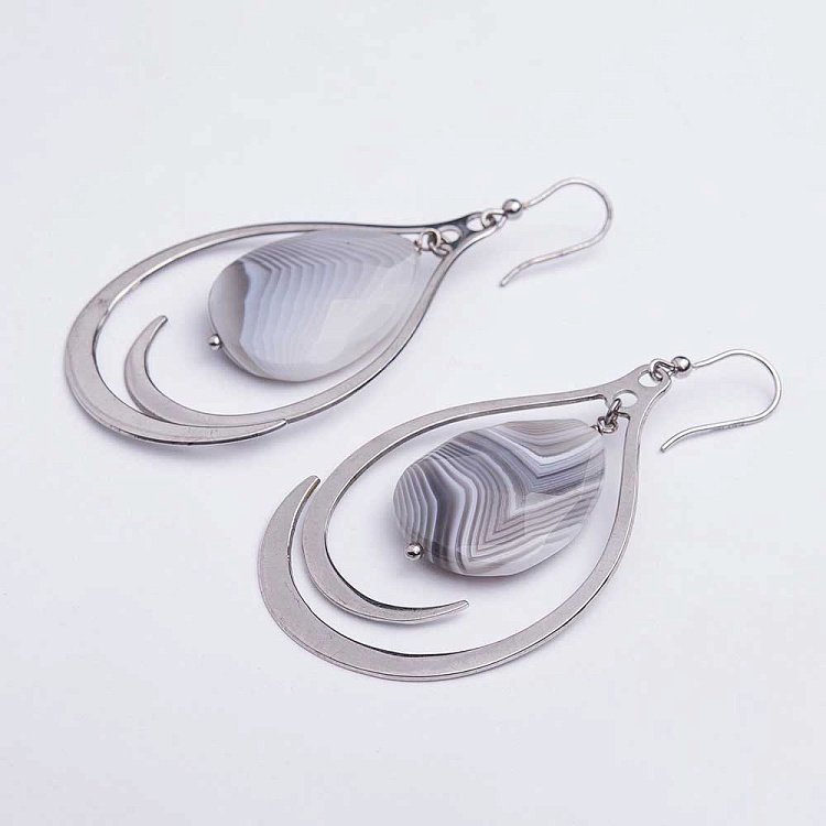 Серьги с агатом 228с45 - 1 Серьги с агатом 228с45 от ювелирного магазина Оникс - 1