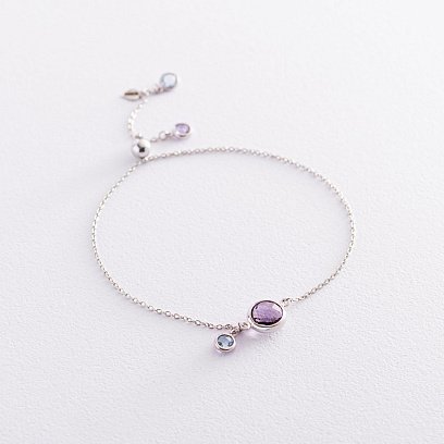 Золотой браслет (аметист, топаз) б04387 №4