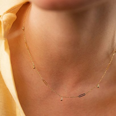 Колье с шариками в желтом золоте кол02384 №6