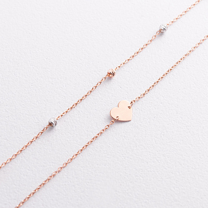 Подвійний золотий браслет "Сердечко" б05840 №2