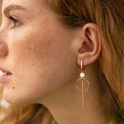 Сережки "Геометрія" у червоному золоті с08152 №4