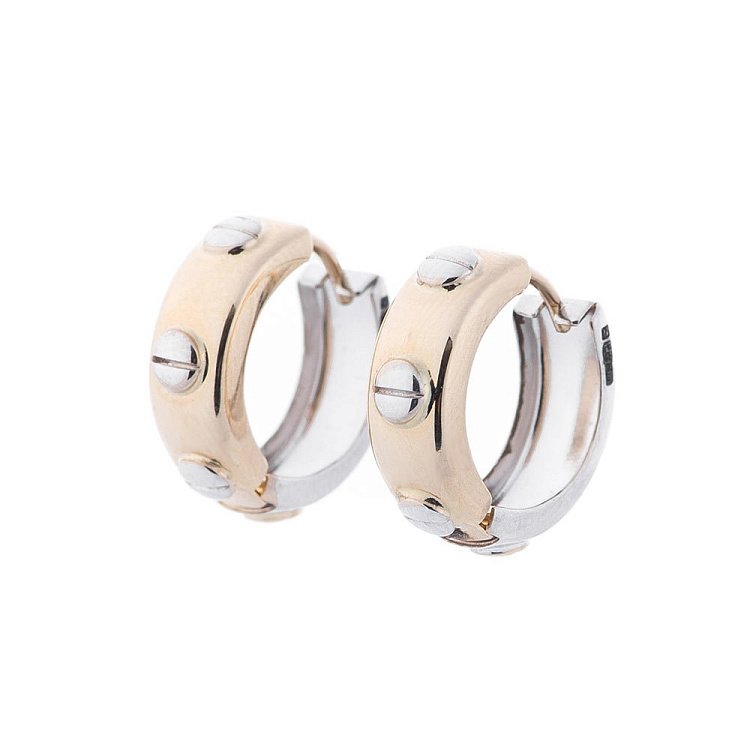 Сережки з білого і червоного золота с05030 від ювелірного магазину Онікс - 1