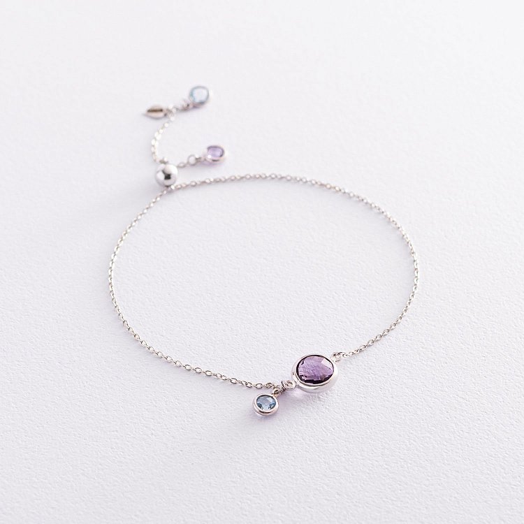 Золотой браслет (аметист, топаз) б04387 от ювелирного магазина Оникс - 3