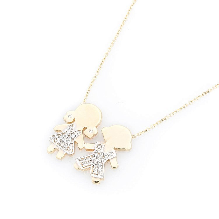 Золотое колье "Мальчик и девочка" кол01220 от ювелирного магазина Оникс - 2