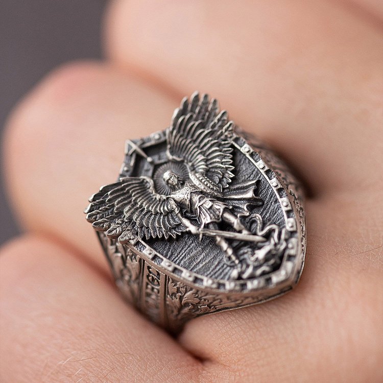 Серебряное кольцо "Архангел Михаил" 1143 от ювелирного магазина Оникс - 5