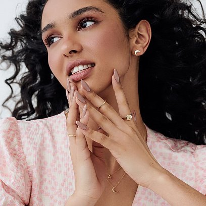 Серьги - пусеты "Луна" в желтом золоте с06948 №2