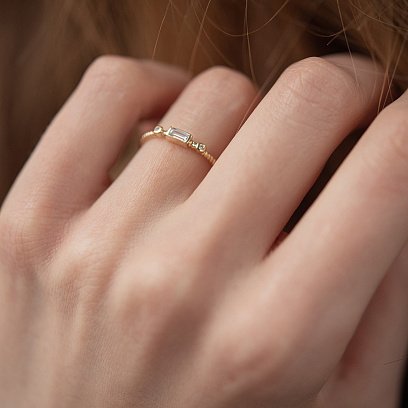 Кольцо "Кайла" в желтом золоте (фианиты) к07399 №9