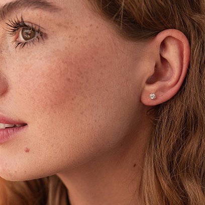 Срібні сережки - пусети (фіаніти) 121893 №2