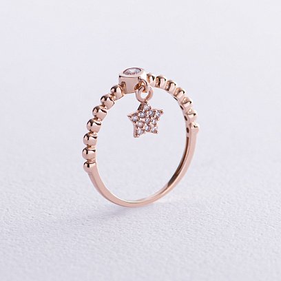 Золотое кольцо "Звездочка" с фианитами к07047