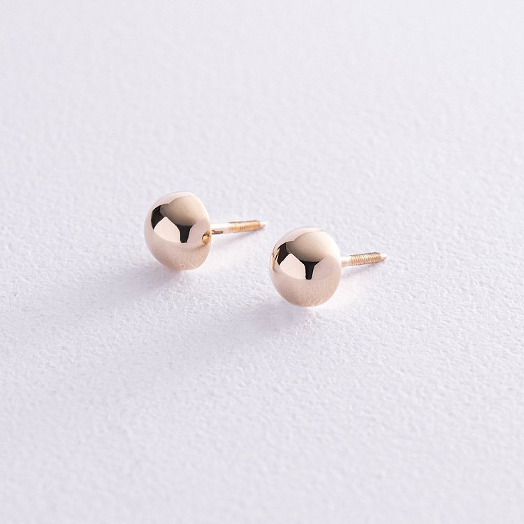 Сережки - пусети "Напівсфера" у жовтому золоті (0.7 см) с08203 від ювелірного магазину Онікс - 6