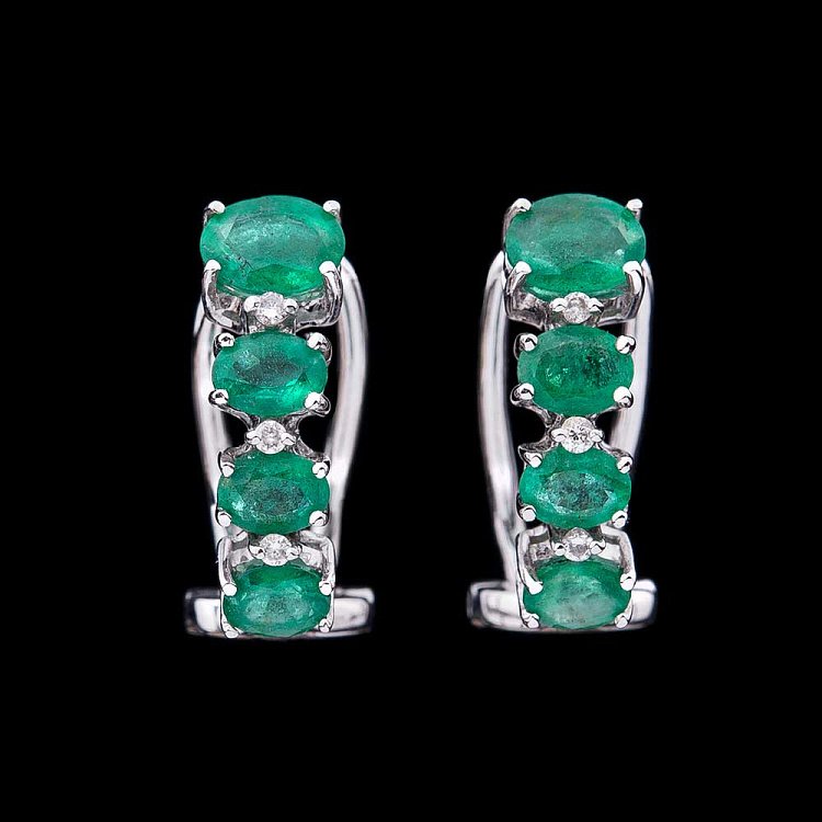 Золоті сережки з смарагдами і діамантами E11170Eaj від ювелірного магазину Онікс - 1