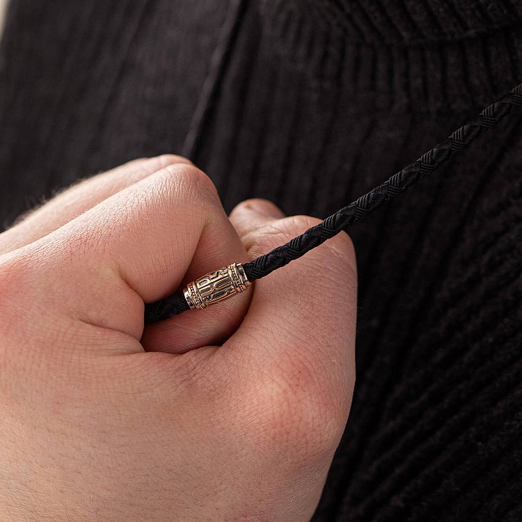 Шелковый шнурок с золотыми вставками лсп0014-1 от ювелирного магазина Оникс - 5