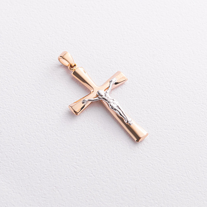Золотой крестик "Распятие. Спаси и Сохрани" (на укр. языке) п04101