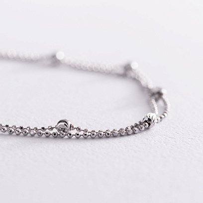 Подвійний браслет "Кульки" в білому золоті б04757 №3