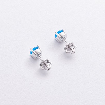 Серебряные серьги - пусеты с кварцом 2527/1p-QSWB №5