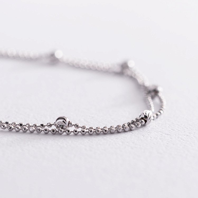 Подвійний браслет "Кульки" в білому золоті б04757 від ювелірного магазину Онікс - 2
