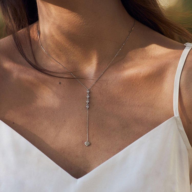 Кольє з білого золота з фіанітами кол01515 від ювелірного магазину Онікс - 6