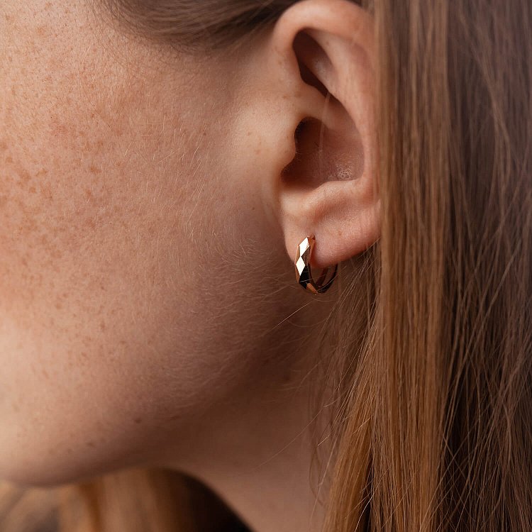 Сережки - кільця "Джоанна" у червоному золоті с07218 від ювелірного магазину Онікс - 3