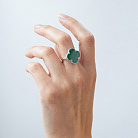 Каблучка "Конюшина" з малахітом (біле золото) к07000 от ювелирного магазина Оникс - 3