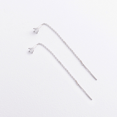 Серебряные серьги - протяжки с фианитами 902-01056 №3