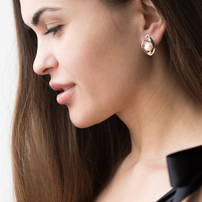 Серебряные серьги (культ. пресн. жемчуг) 12989 №6