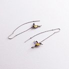 Серебряные серьги - протяжки "Колибри" (синие и желтые камни) 530 от ювелирного магазина Оникс - 3