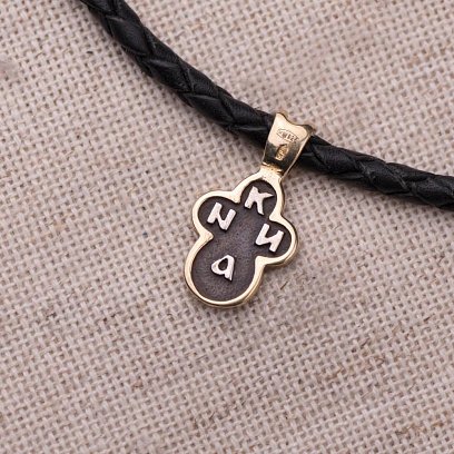 Серебряный крестик православный с позолотой 131768 №10