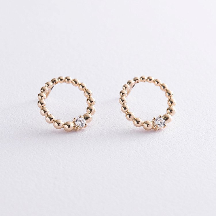 Серьги "Гармония" в желтом золоте (фианит) с06939 от ювелирного магазина Оникс