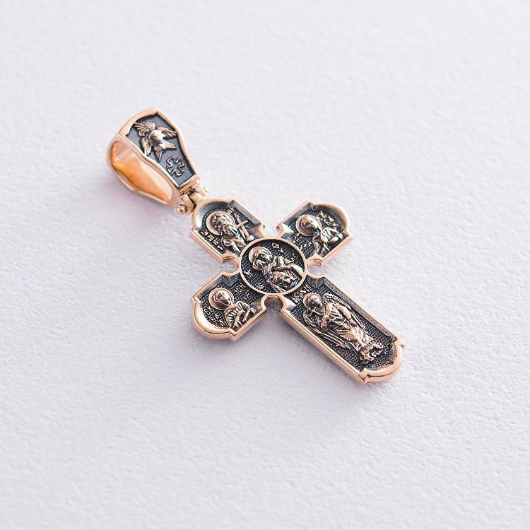 Православний хрест з чорнінням "Розп'яття Христове. Ікона Божої Матері" п03432 від ювелірного магазину Онікс - 7