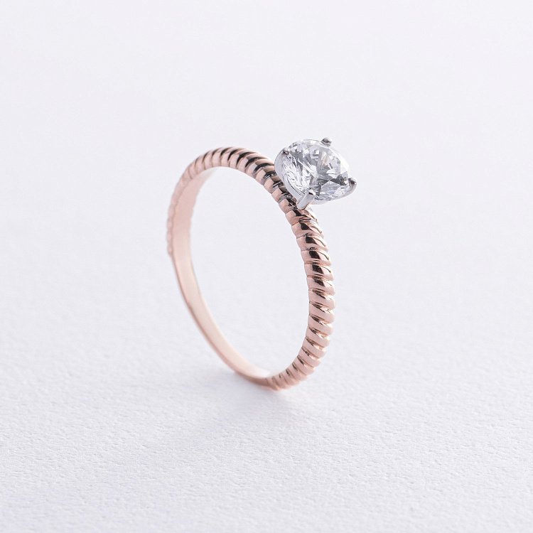 Заручальна золота каблучка з фіанітом к07638 від ювелірного магазину Онікс