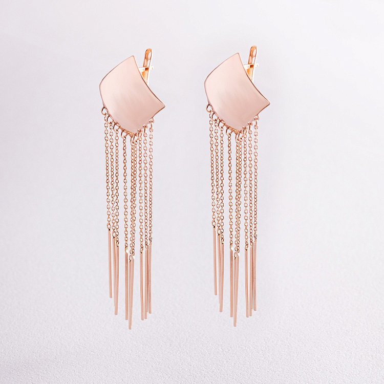 Золотые висячие серьги "Ромбы" 480074 от ювелирного магазина Оникс