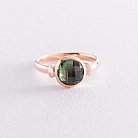 Золотое кольцо с зеленым фианитом к06758 от ювелирного магазина Оникс