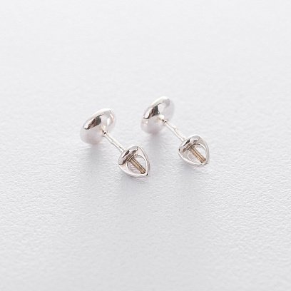 Серебряные серьги-пусеты с розовым топазом 122167 №4